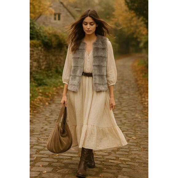 JOIE Sterling Faux Fur Vest XS Cottagecore Boho Dreamy Soft Fall Layering Piece - Picture 1 of 11